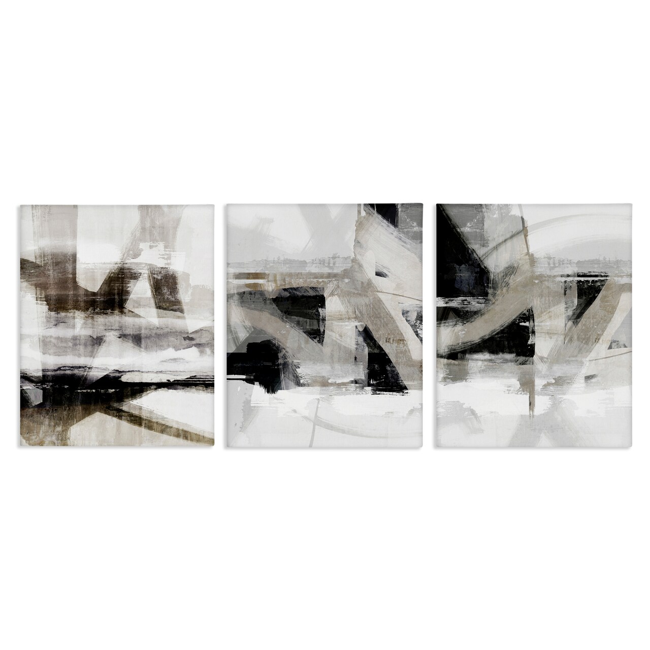 Stupell Industries Industrial Streaked Composition 3pc Canvas Wall Art Set Design by Nina Blue